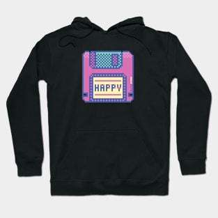 Happy Geek Pink Retro Floppy Disk Pixel Art Hoodie